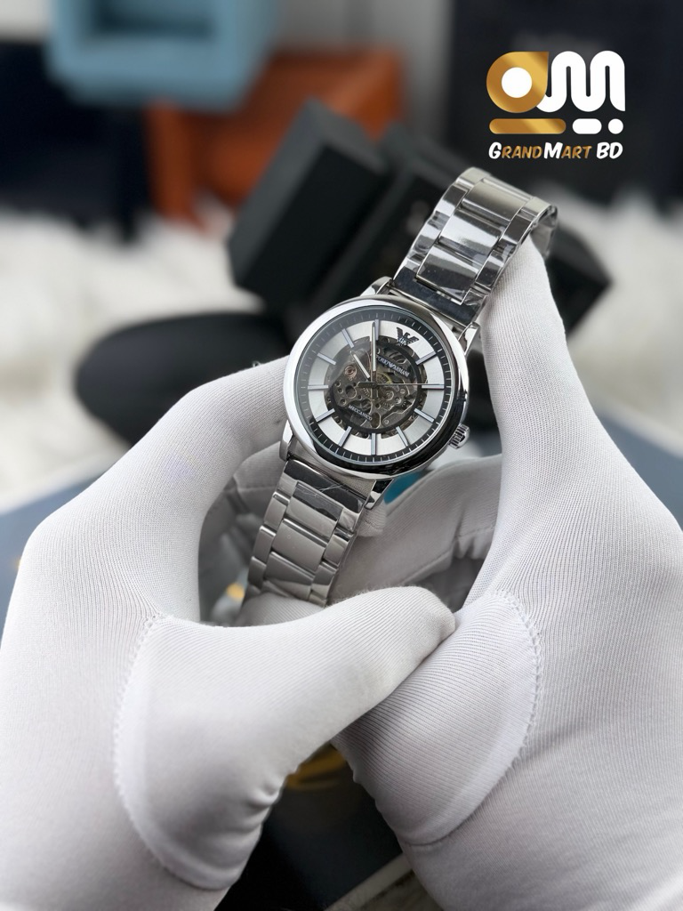 Emporio Armani Meccanico automatic mechanical || Full Silver_img_2