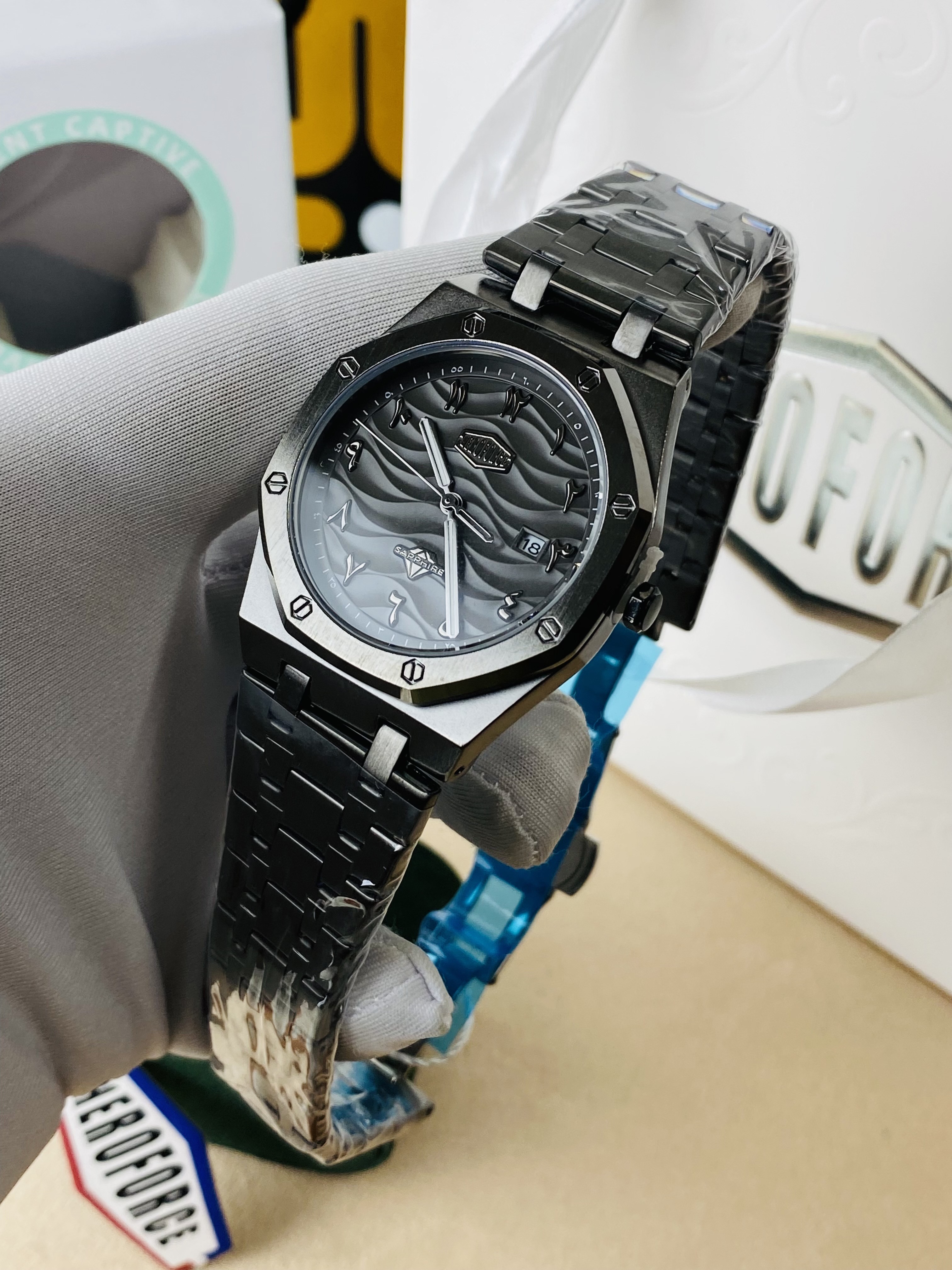 HEROFOCE stainless steel watch with an Arabic numeral dial
