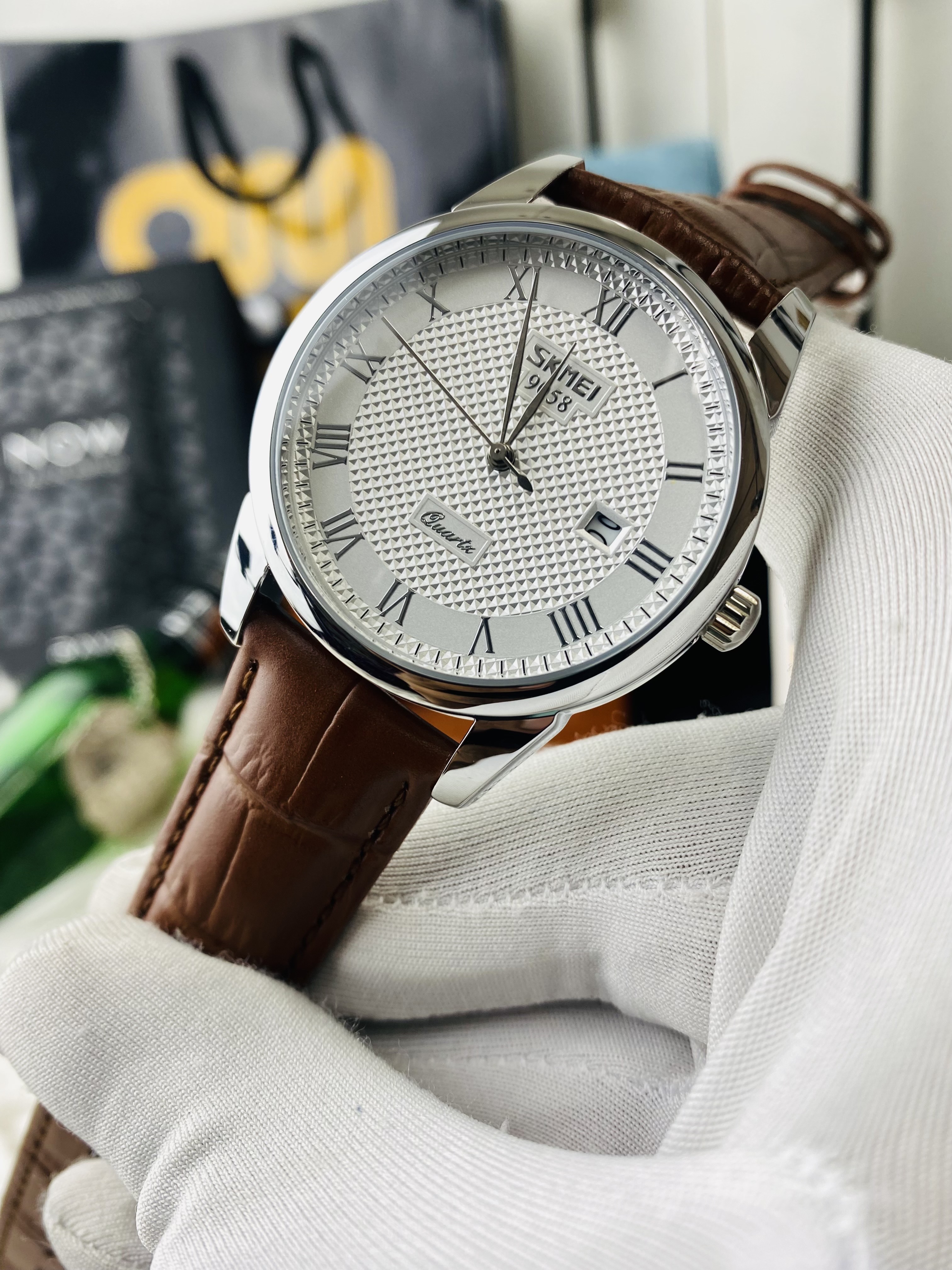 Skmei 9058 || Brown Leather