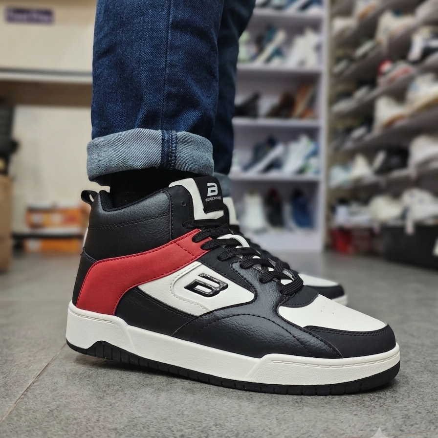 Bond Street High-neck Sneakers Black/Red (40-44)_img_1