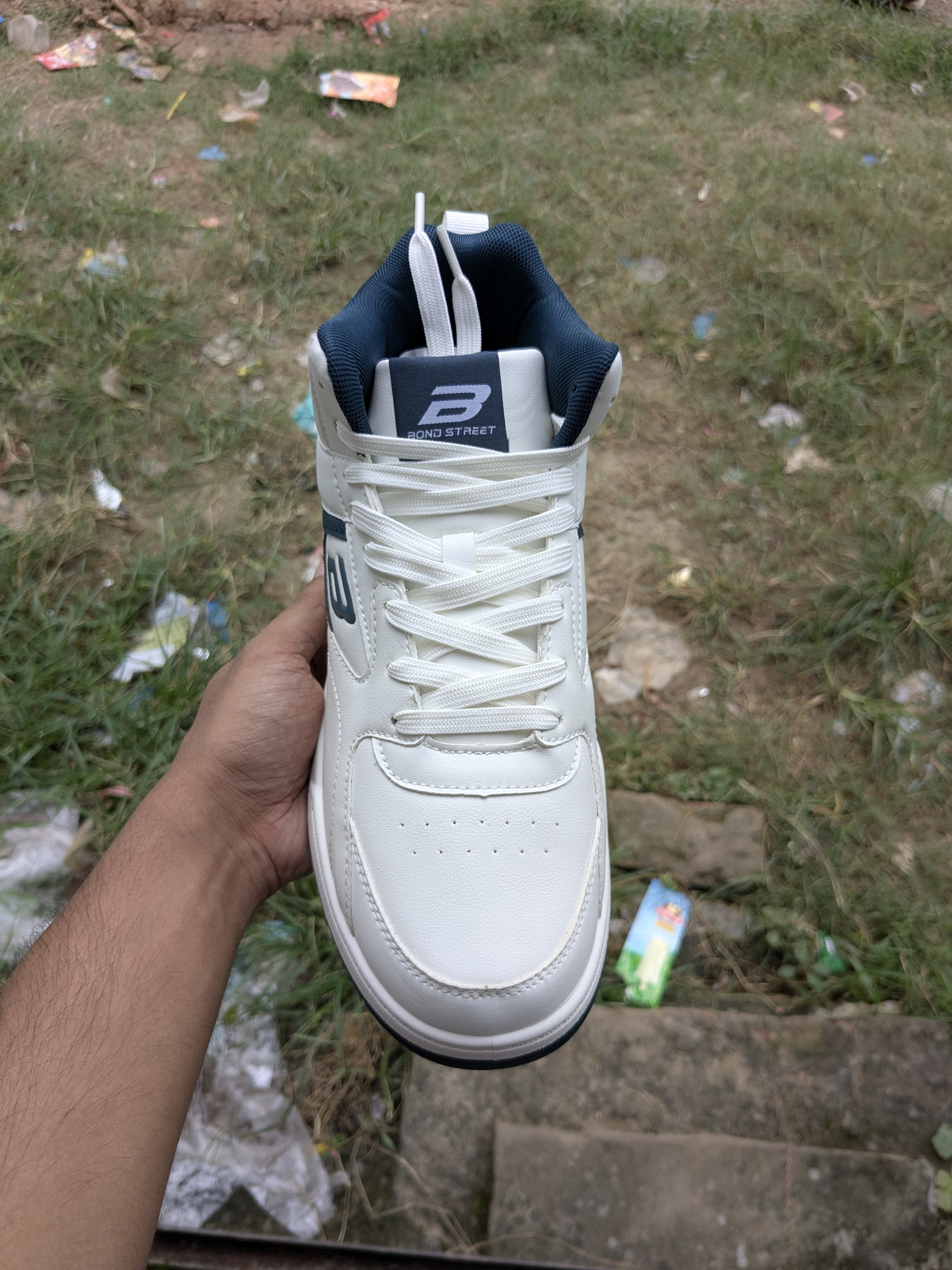 Bond Street High-neck Sneakers White/Navy (40-44)_img_3