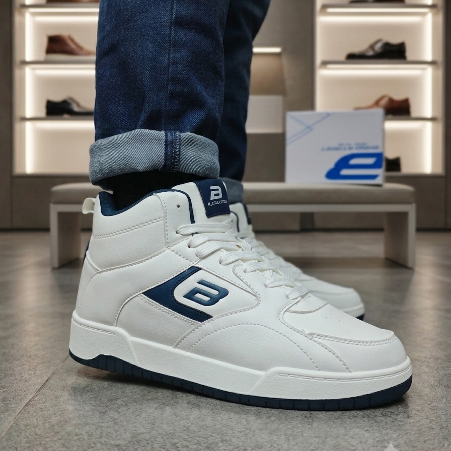 Bond Street High-neck Sneakers White/Navy (40-44)_img_1