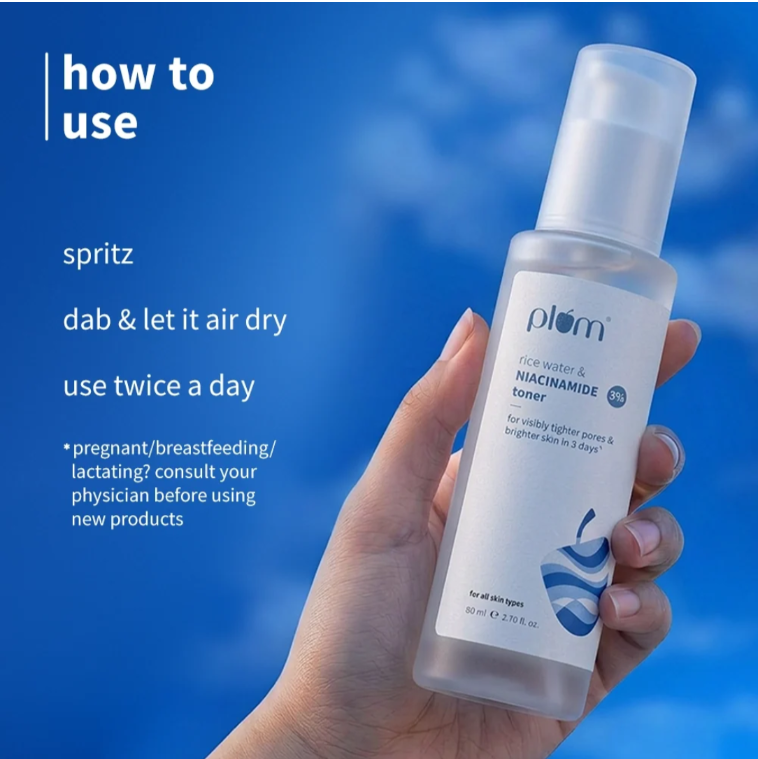 Plum 3% Niacinamide & Rice Water Toner for Bright Skin 150ml