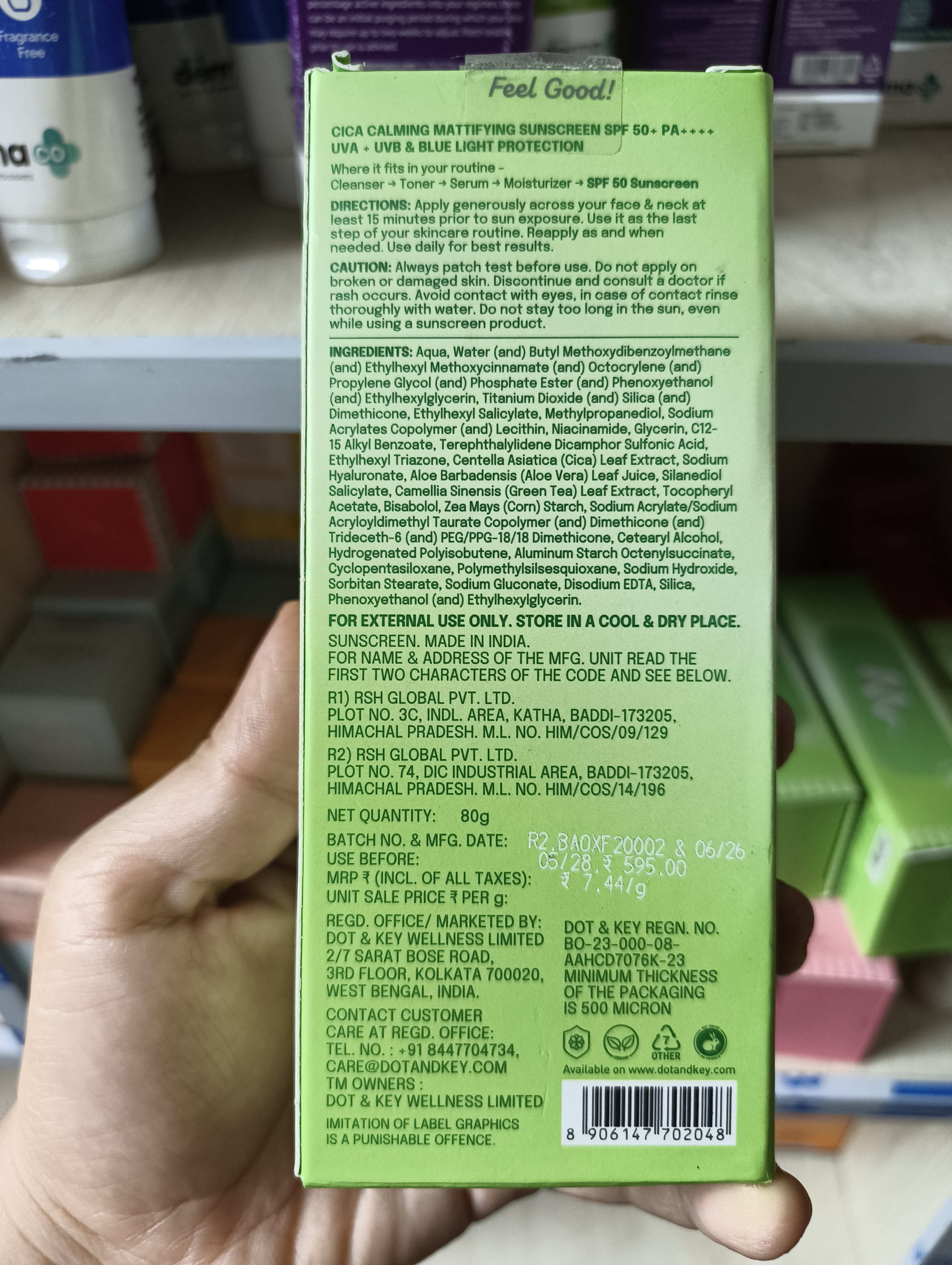 Dot & Key CICA Calming Mattifying Sunscreen SPF 50 PA++++ | 80g_img_1