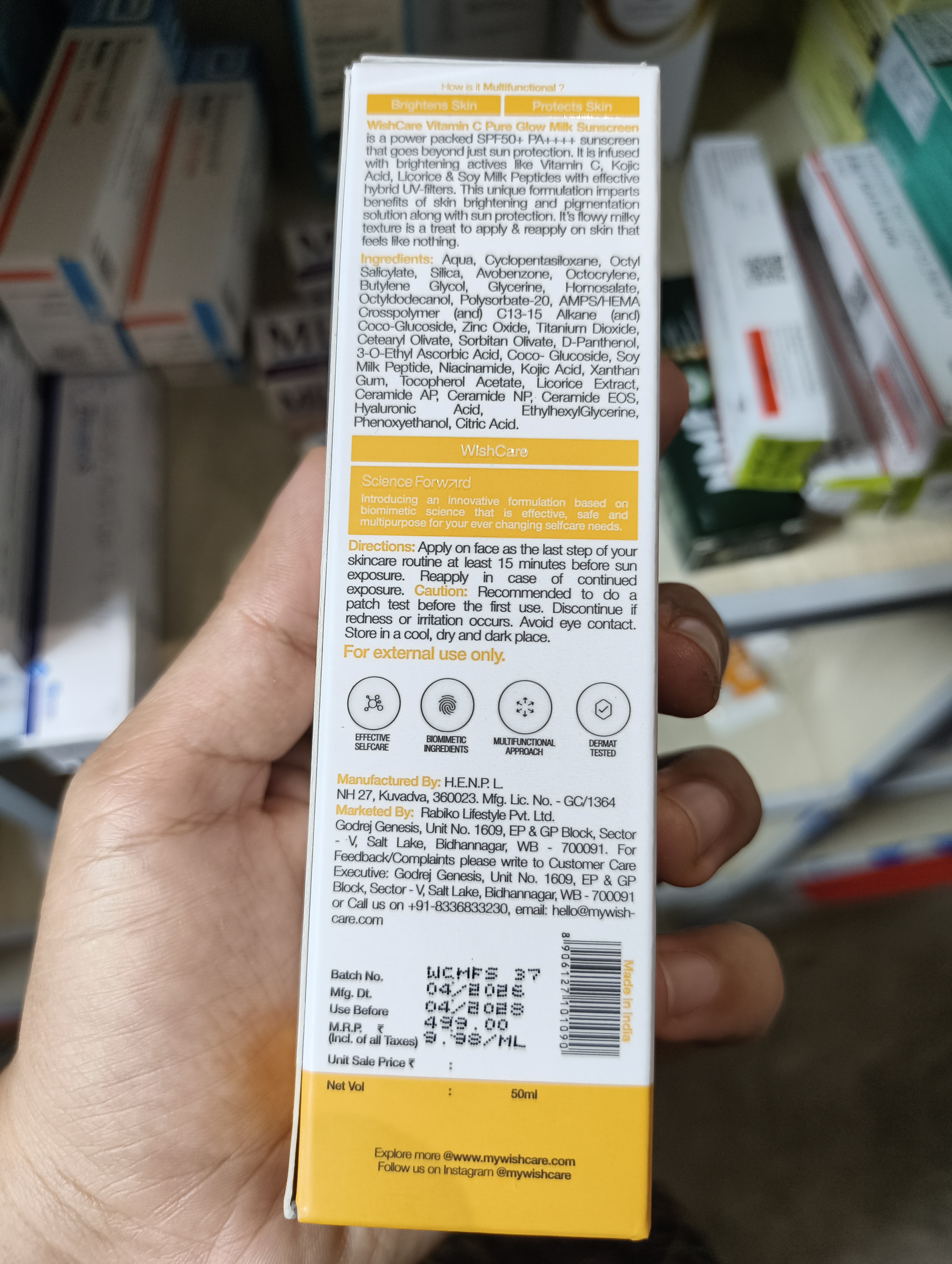 Wishcare 2% Vitamin C Pure Glow Milk Sunscreen | SPF 50 PA++++ 50g_img_4
