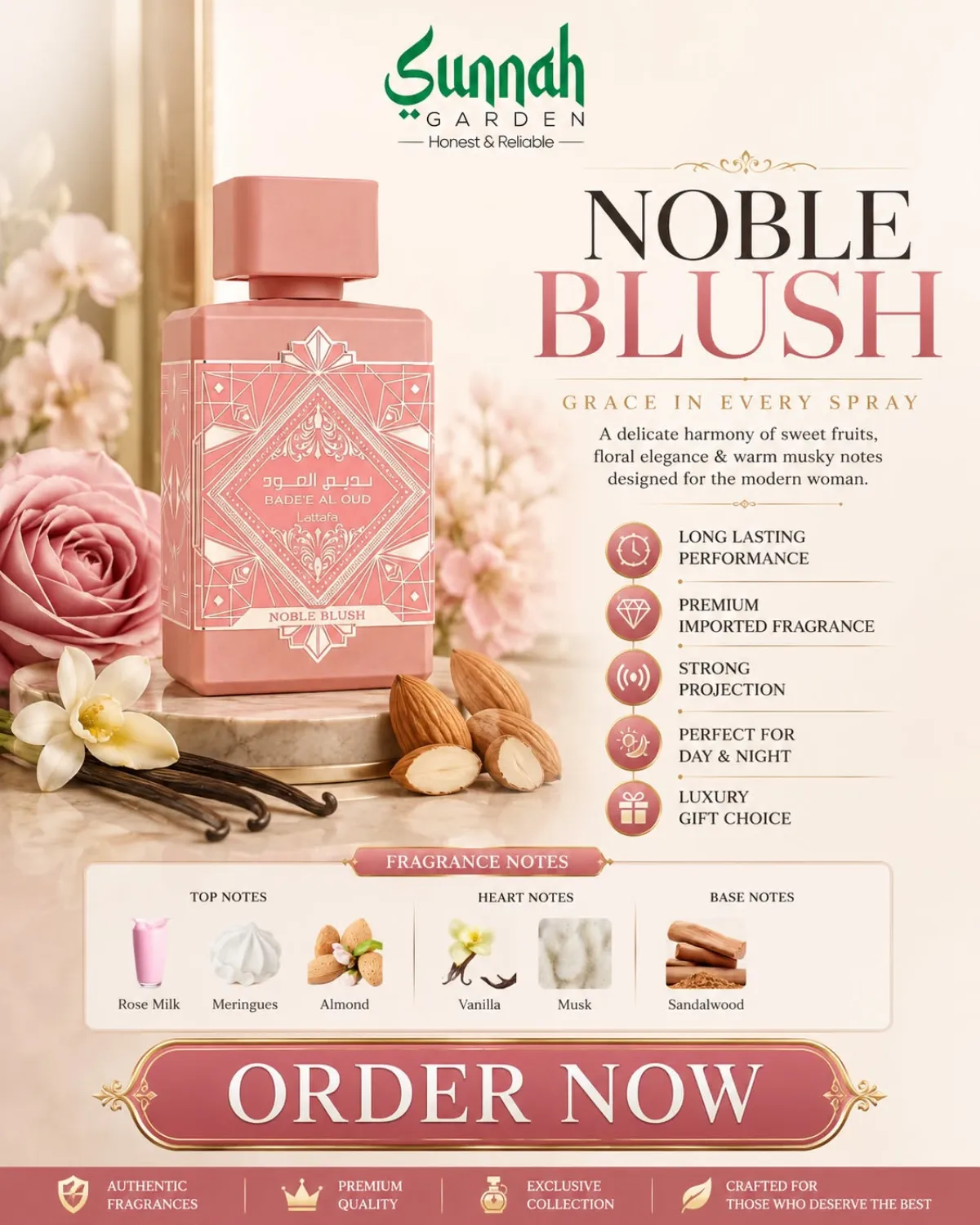Noble Blush Lattafa Perfumes for women 100ml - Image 1