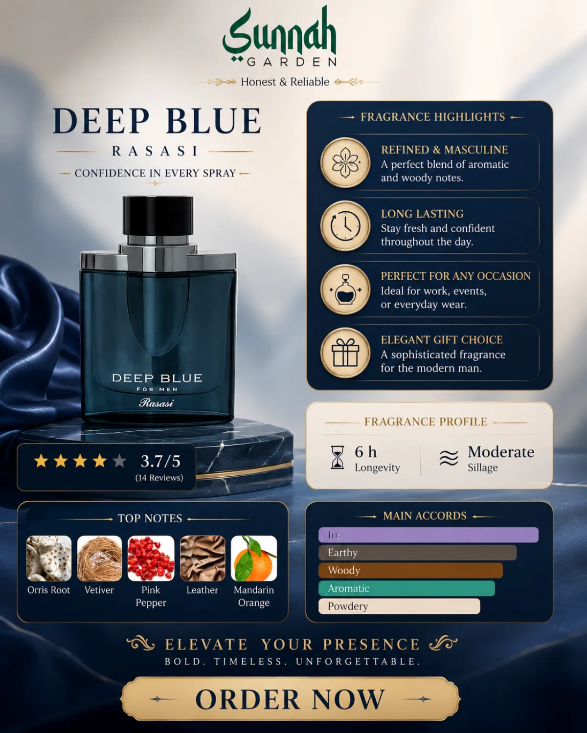 Rasasi Deep Blue For Men 100ML EDP - Image 1