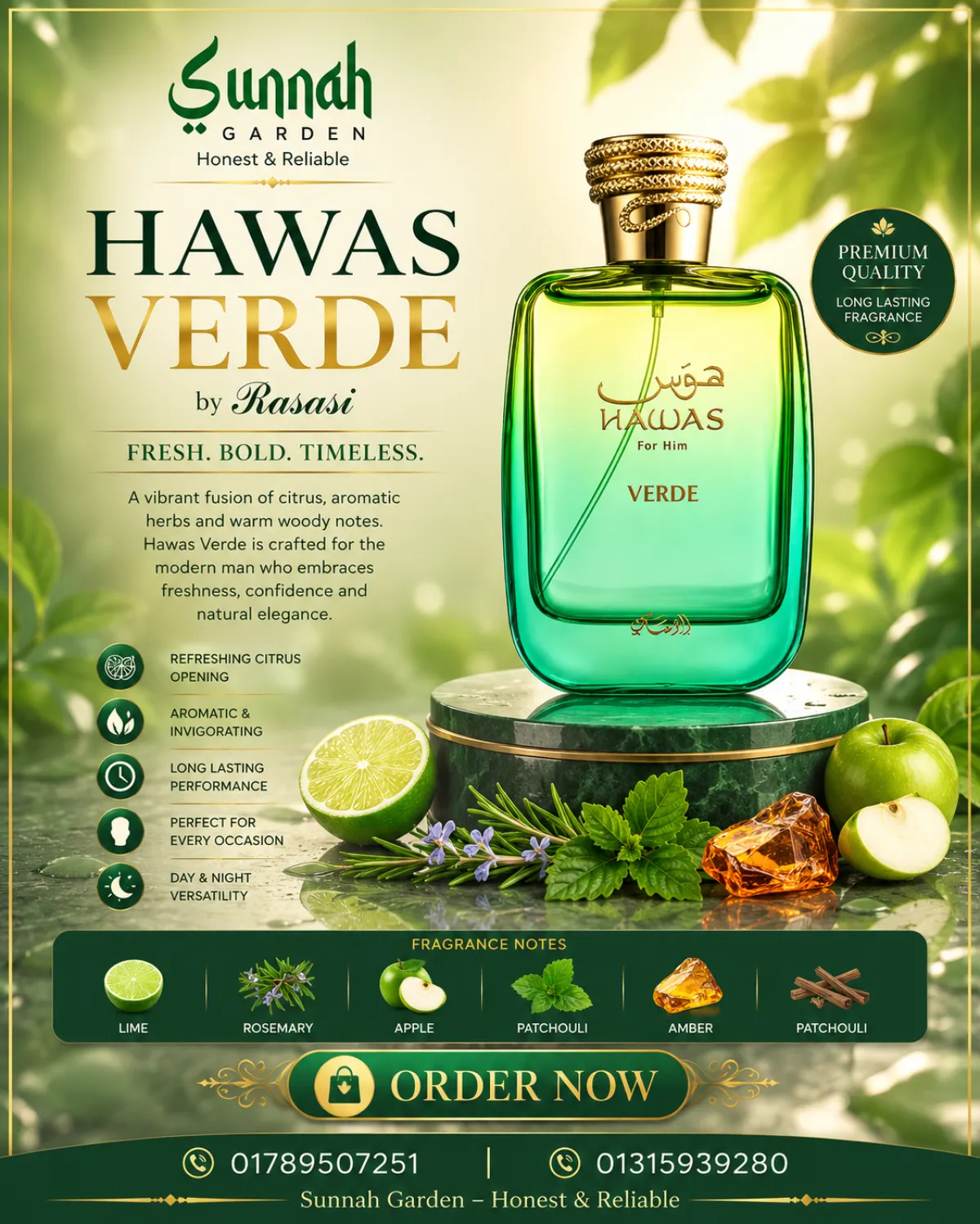 Hawas Verde Rasasi for men 100ml - Image 1