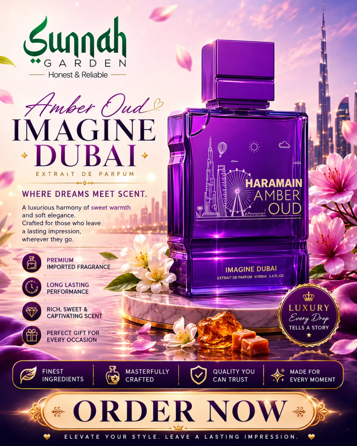 Amber Oud Imagine Dubai Al Haramain Perfumes for women and men 100ml - Image 1