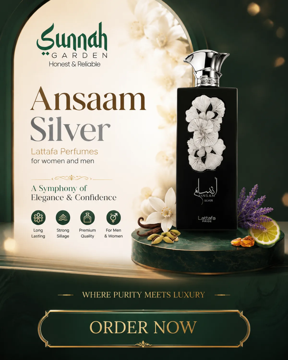 Ansaam Silver Lattafa Perfumes for women and men - Image 1