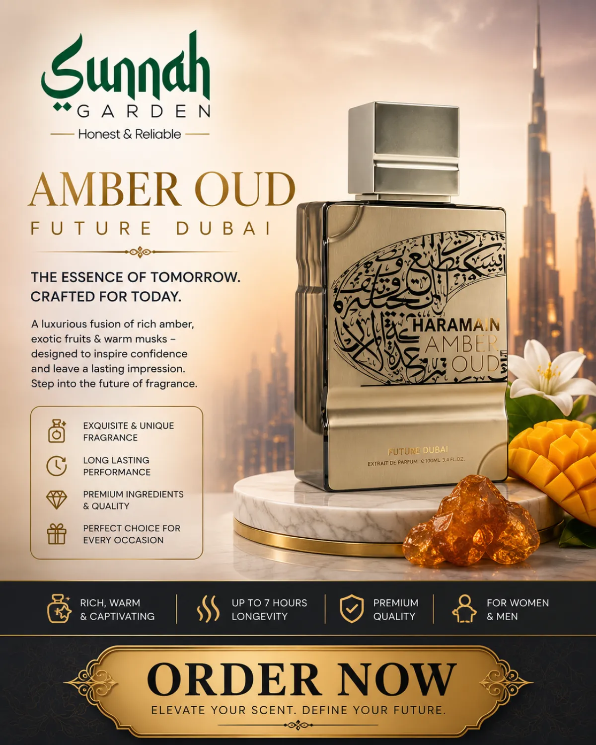 Amber Oud Future Dubai Al Haramain Perfumes for women and men  100ml - Image 1