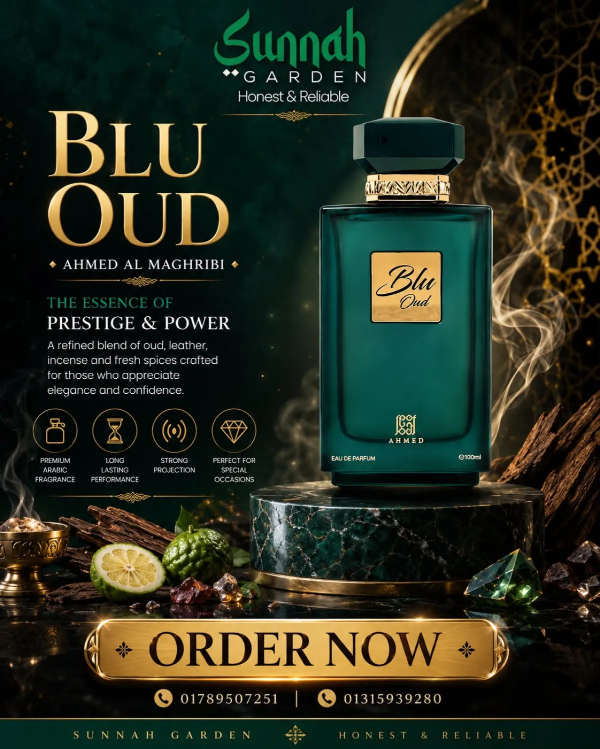 Blu Oud, Ahmed Al Maghribi EDP Perfume, 100 ml - Image 1