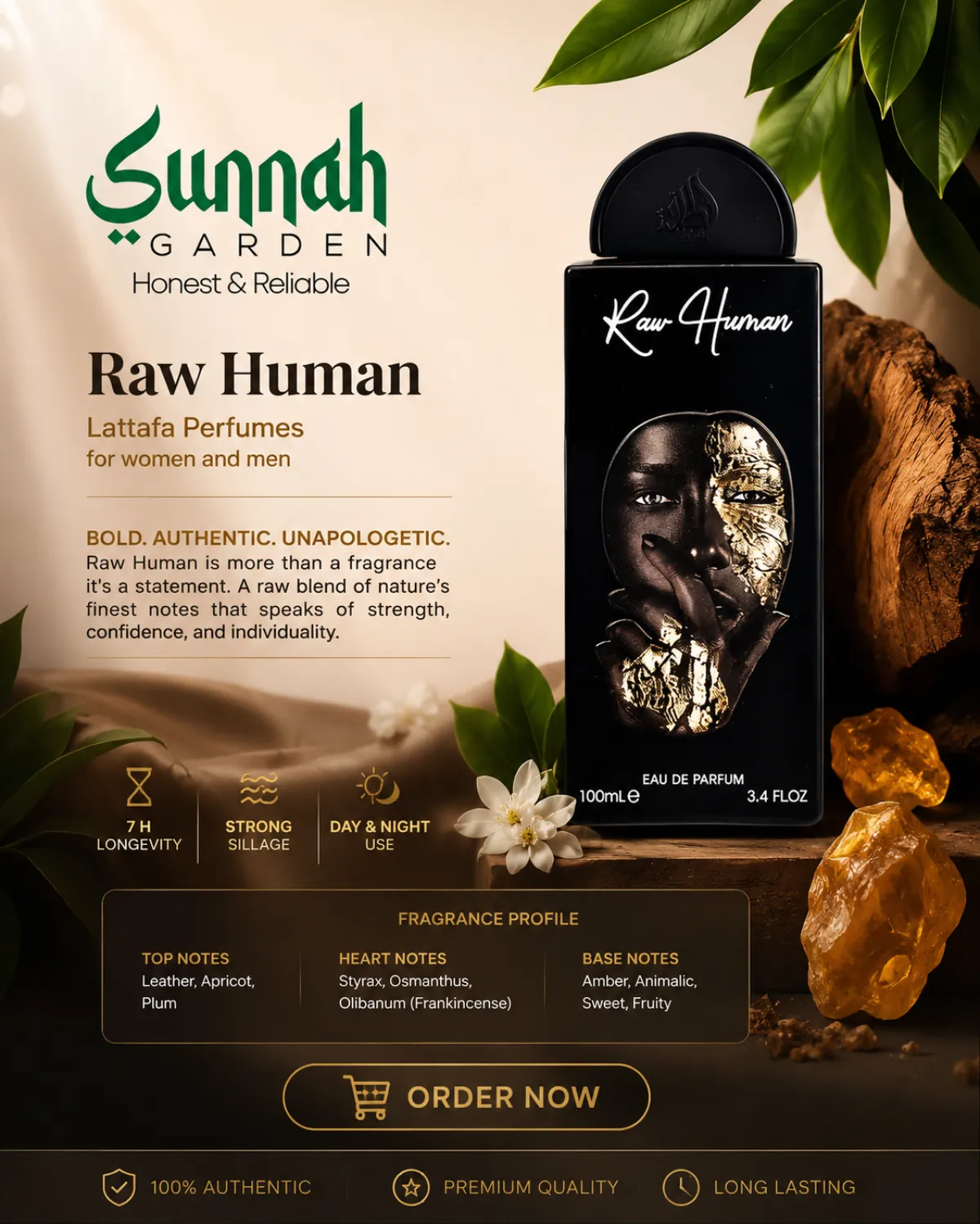 Raw Human Lattafa Perfumes for women and men - Image 1