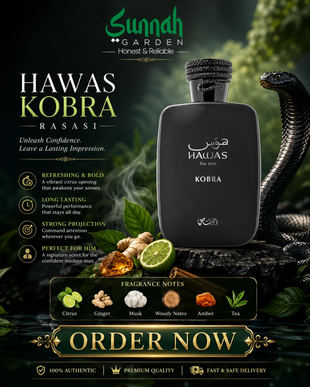 Hawas Kobra Rasasi for men 100ml - Image 1
