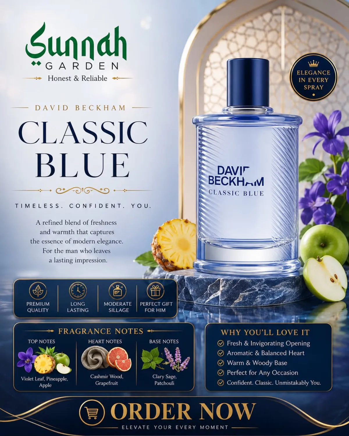 David Beckham Classic Blue EDT for Men 100ml - Image 1