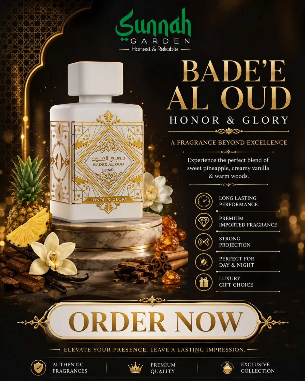 Bade'e Al Oud Honor & Glory Lattafa Perfumes for women and men 100ml - Image 1