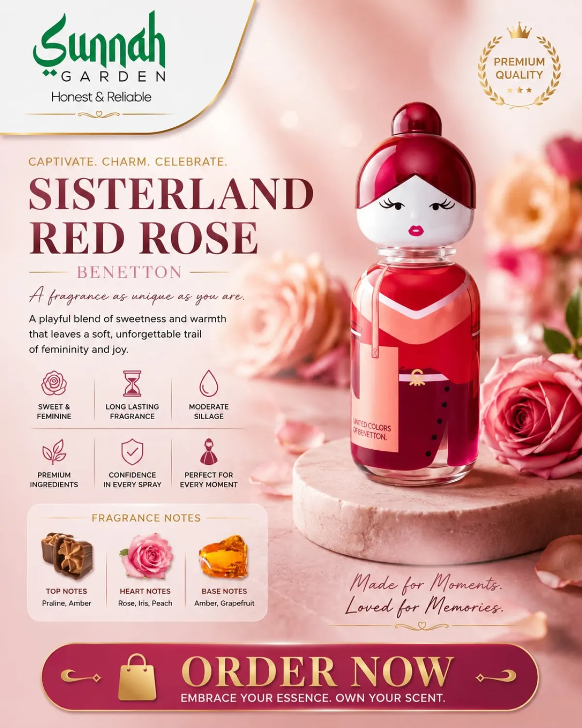 Sisterland Red Rose Benetton for women 80ml - Image 1