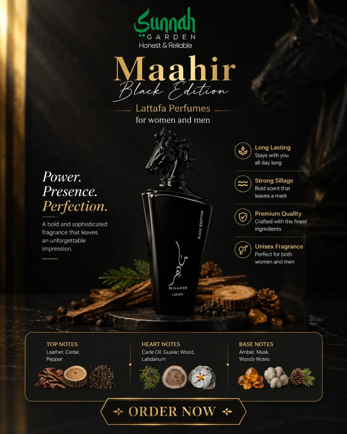 Maahir Black Edition Lattafa Perfumes for women and men 100ml - Image 1
