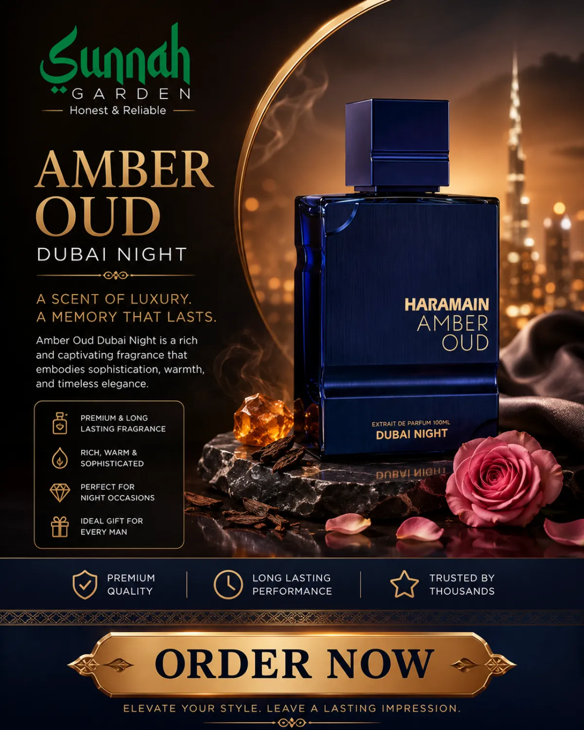 Amber Oud Dubai Night Al Haramain Perfumes for men 100ml - Image 1