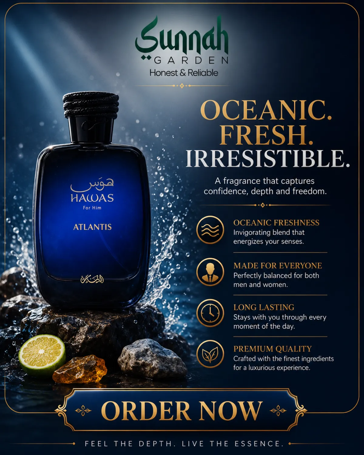 Hawas Atlantis Rasasi for women and men 100ml - Image 1