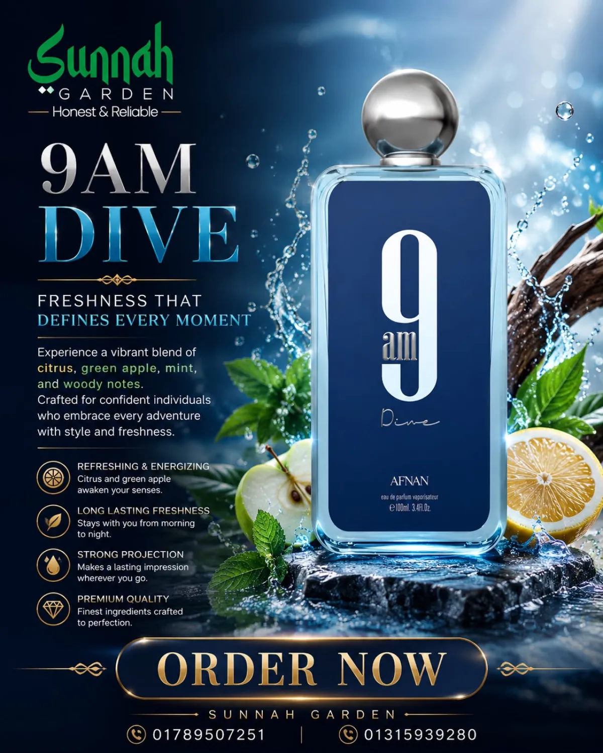 9am Dive Afnan for women and men 100ml - Image 1