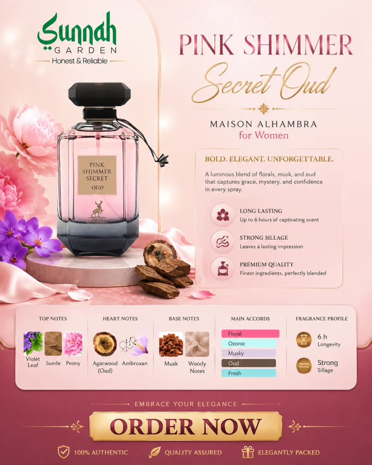 Pink Shimmer Secret Oud Maison Alhambra for women 100ml - Image 1