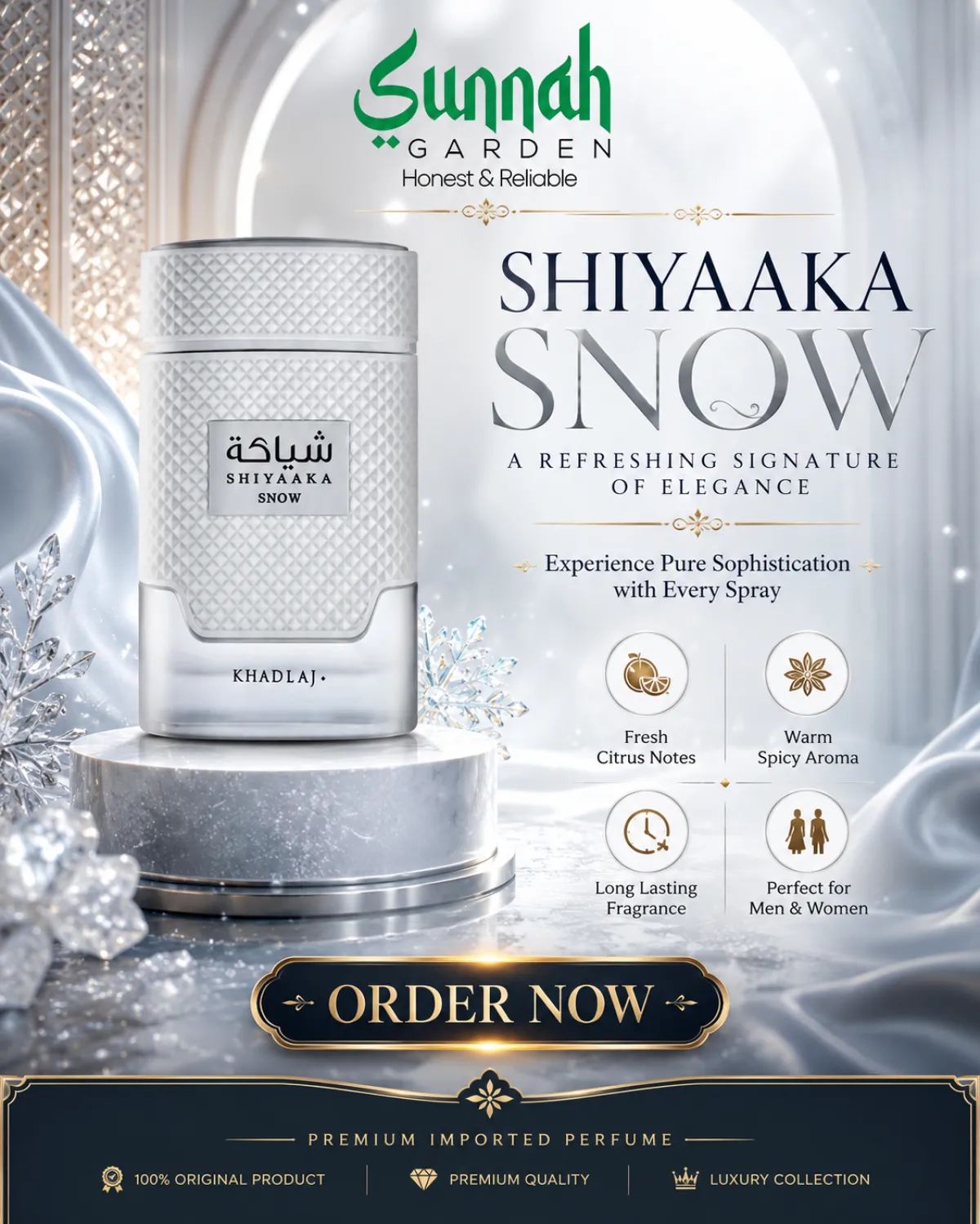 Shiyaaka Snow Khadlaj Perfumes for women and men 100ml - Image 1