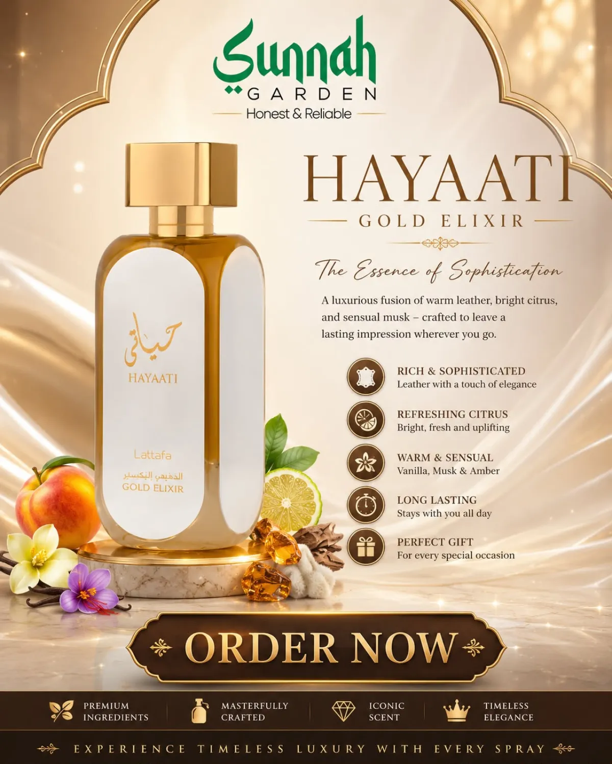 Hayaati Gold Elixir Lattafa Perfumes for women and men 100ml - Image 1