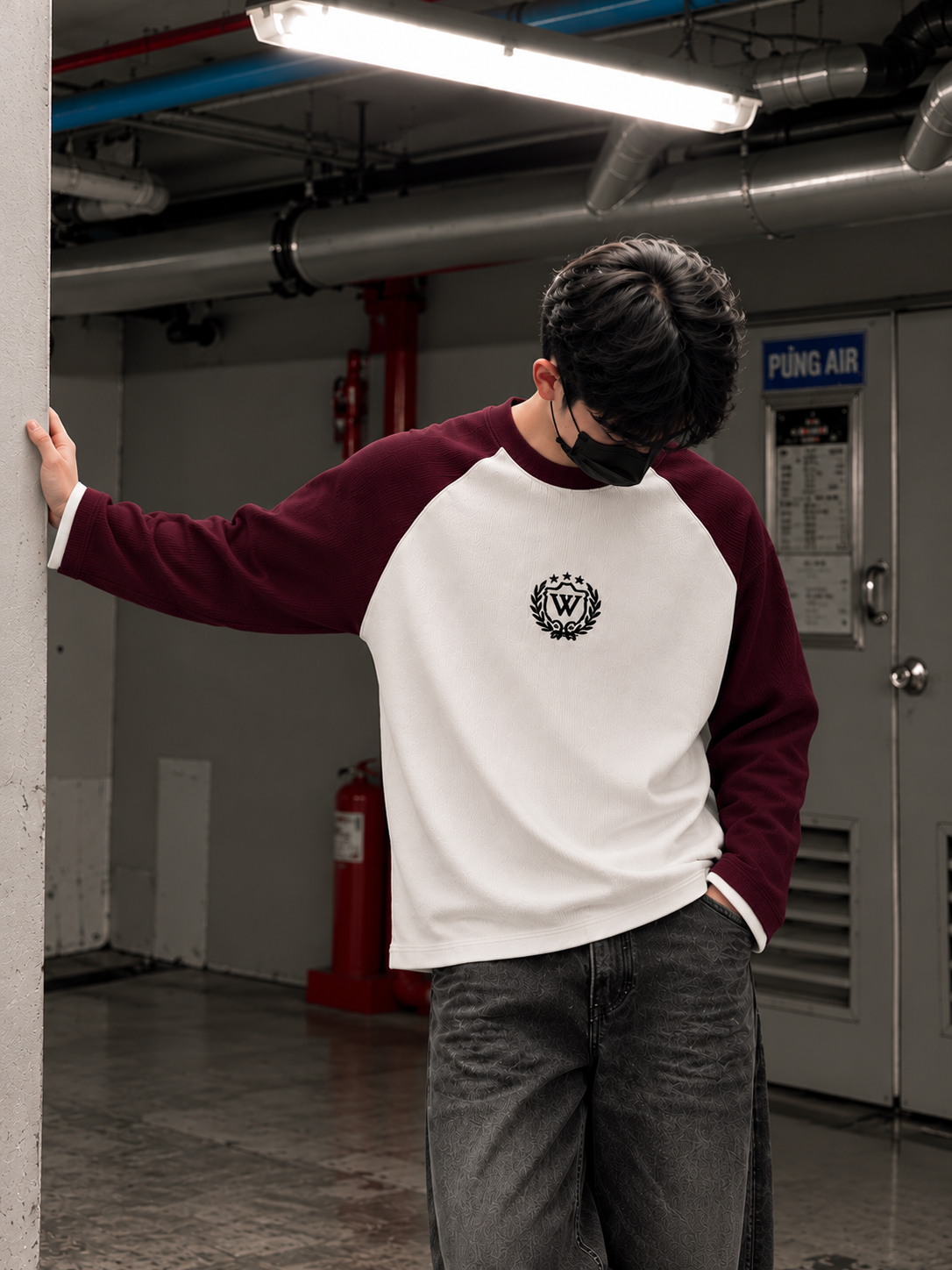 RAGLAN RIBBED (Marron White)