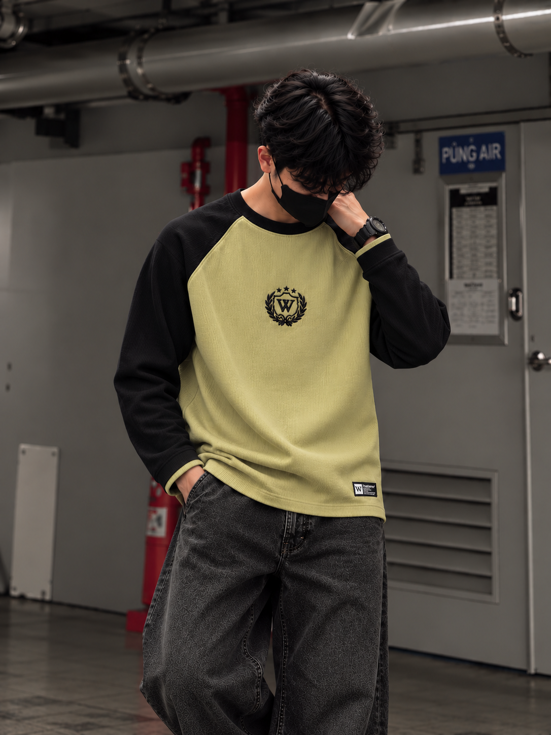 RAGLAN RIBBED (Olive Black)