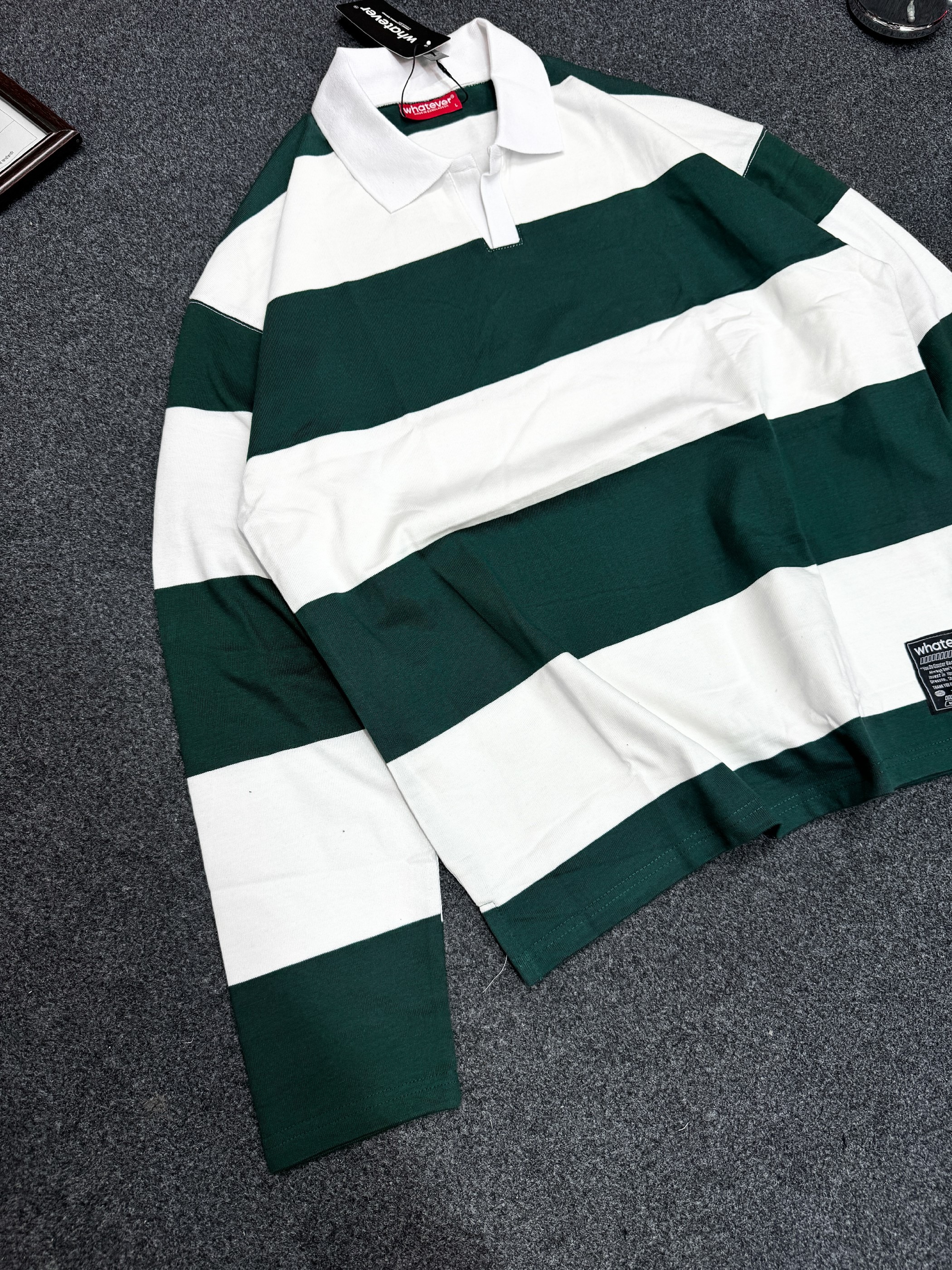 BOXYFIT OLD MONEY STRIPE POLO (Green White)_img_2