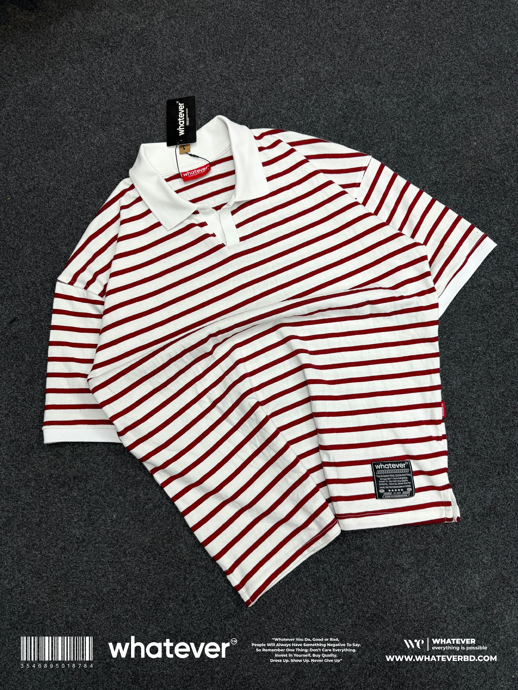 University Stripe Polo ( Red White )