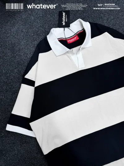 Stripe Polo (White Black)_img_1