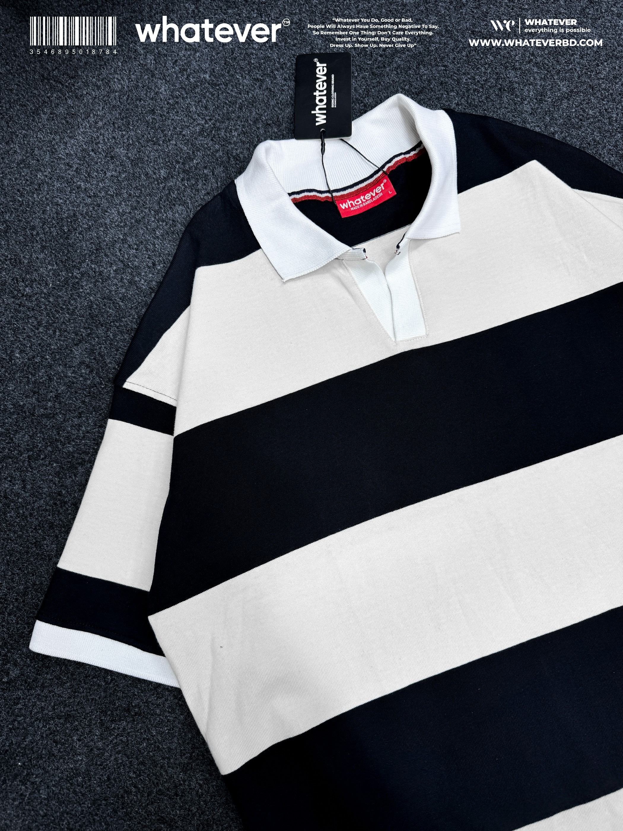 Stripe Polo (White Black)_img_1