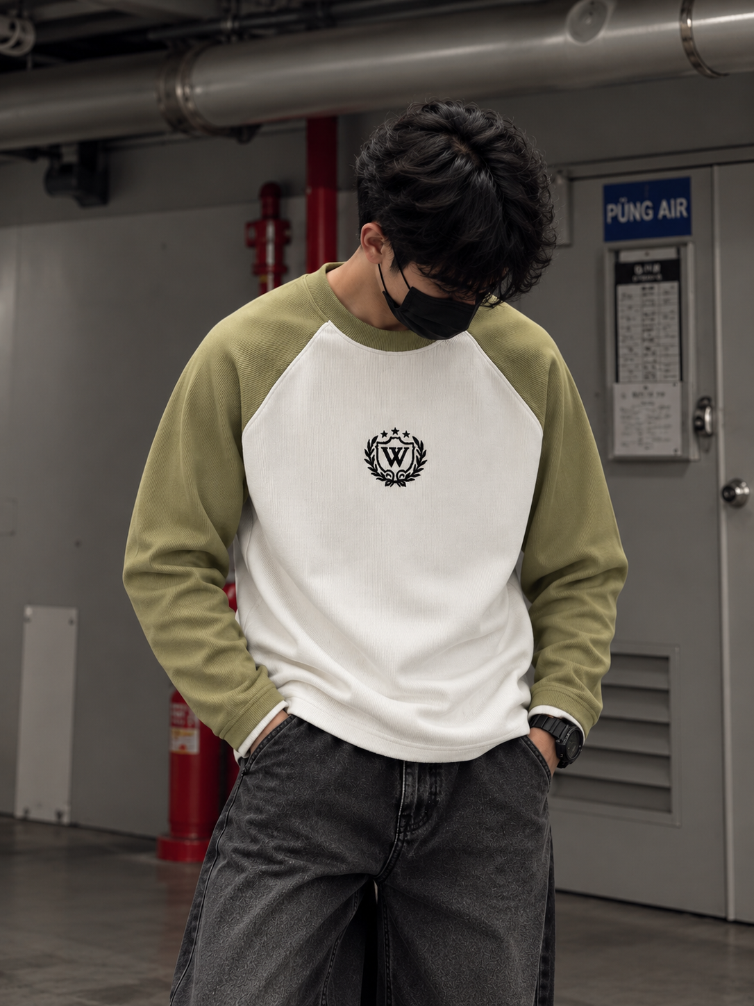 RAGLAN RIBBED (White Olive)