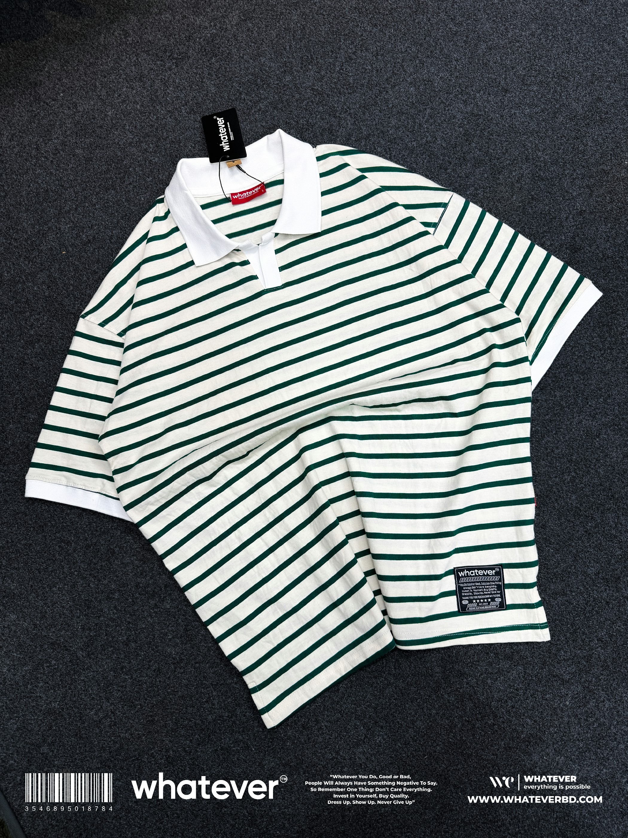 University Stripe Polo ( Green White )