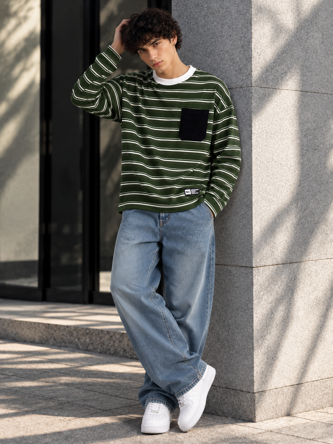 Stripe Full Sleeve T-Shirt (Green)_img_3