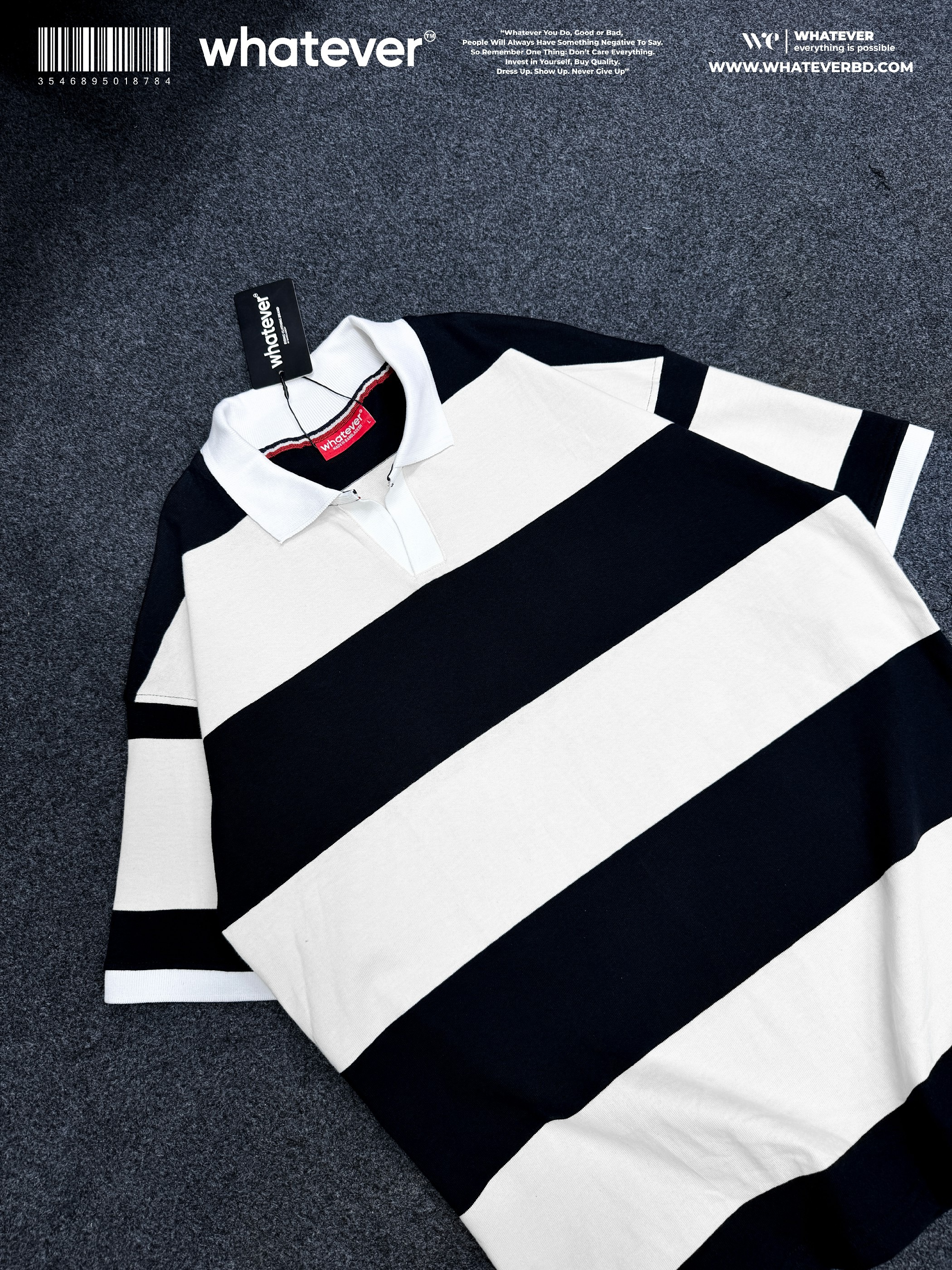 Stripe Polo (White Black)_img_2