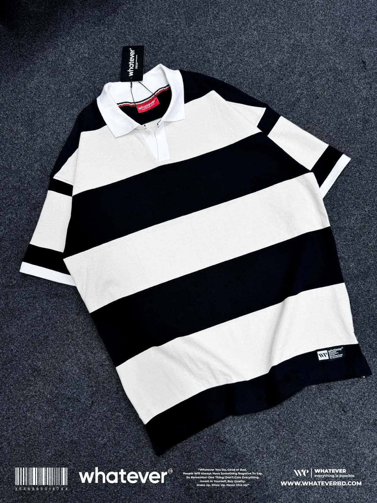Stripe Polo (White Black)
