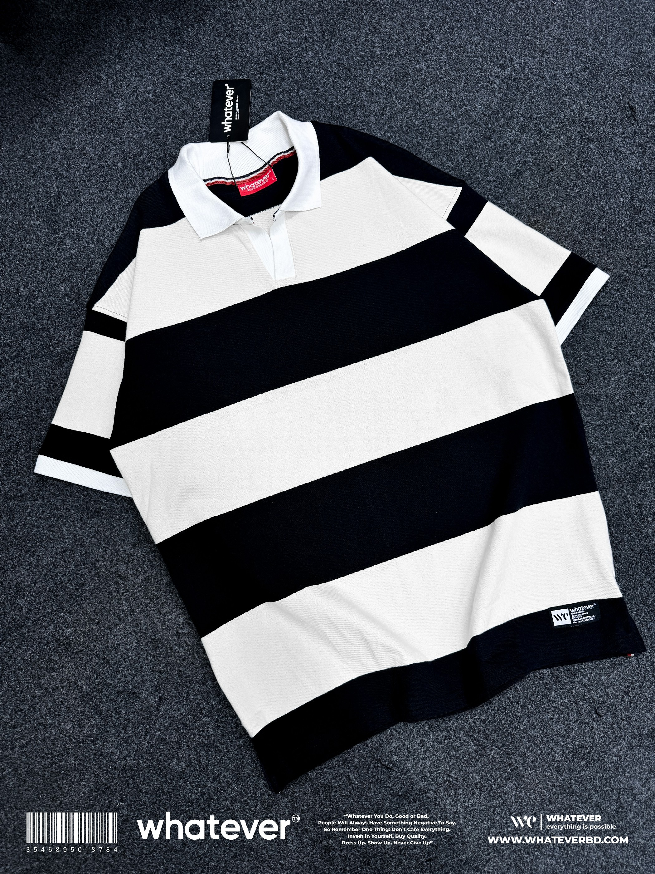 Stripe Polo (White Black)