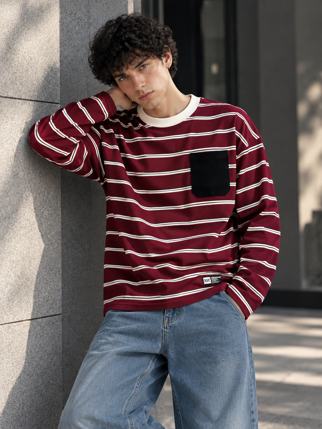Stripe Full Sleeve T-Shirt (Red)_img_3