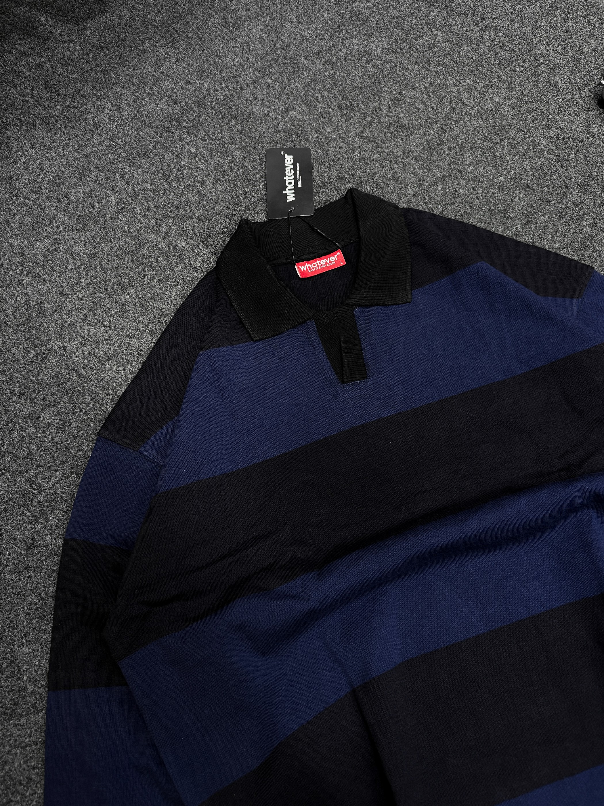 BOXYFIT OLD MONEY STRIPE POLO (Blue Black)_img_1
