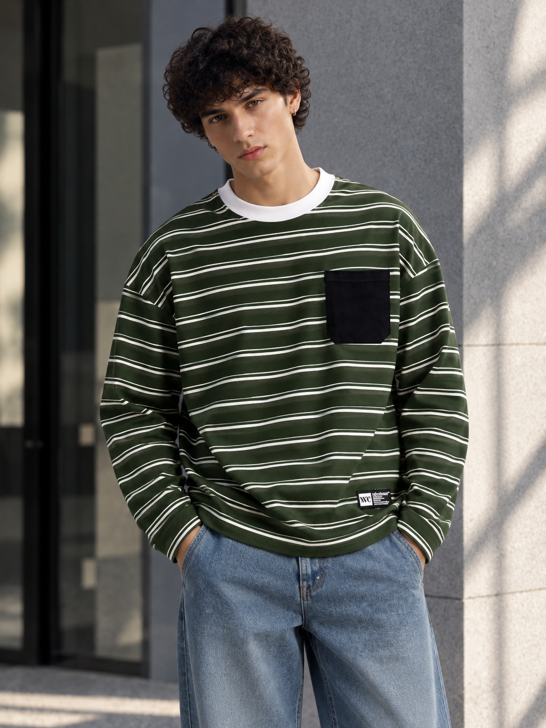 Stripe Full Sleeve T-Shirt (Green)_img_1