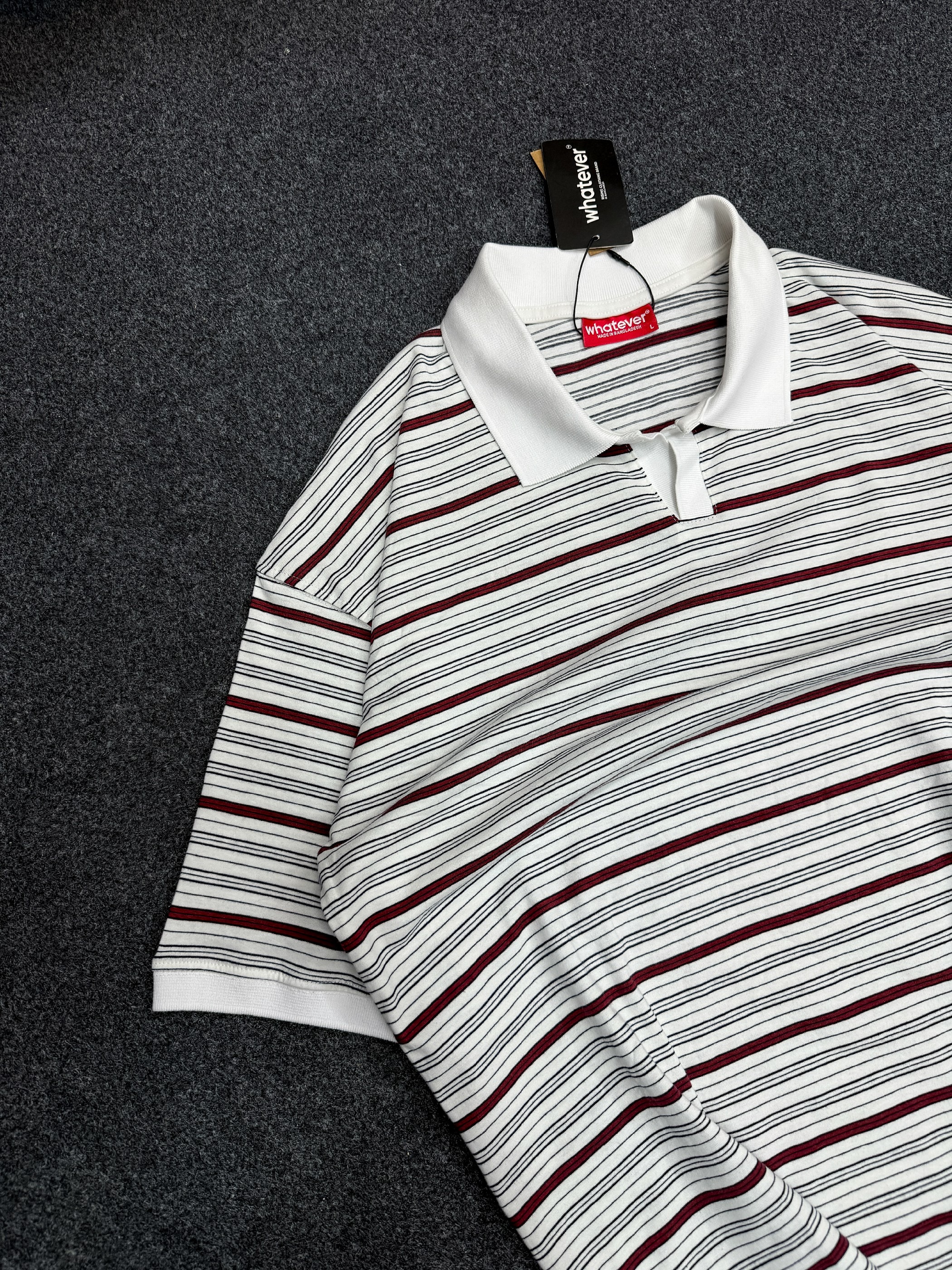 University Stripe Polo ( Red Mixed )_img_1