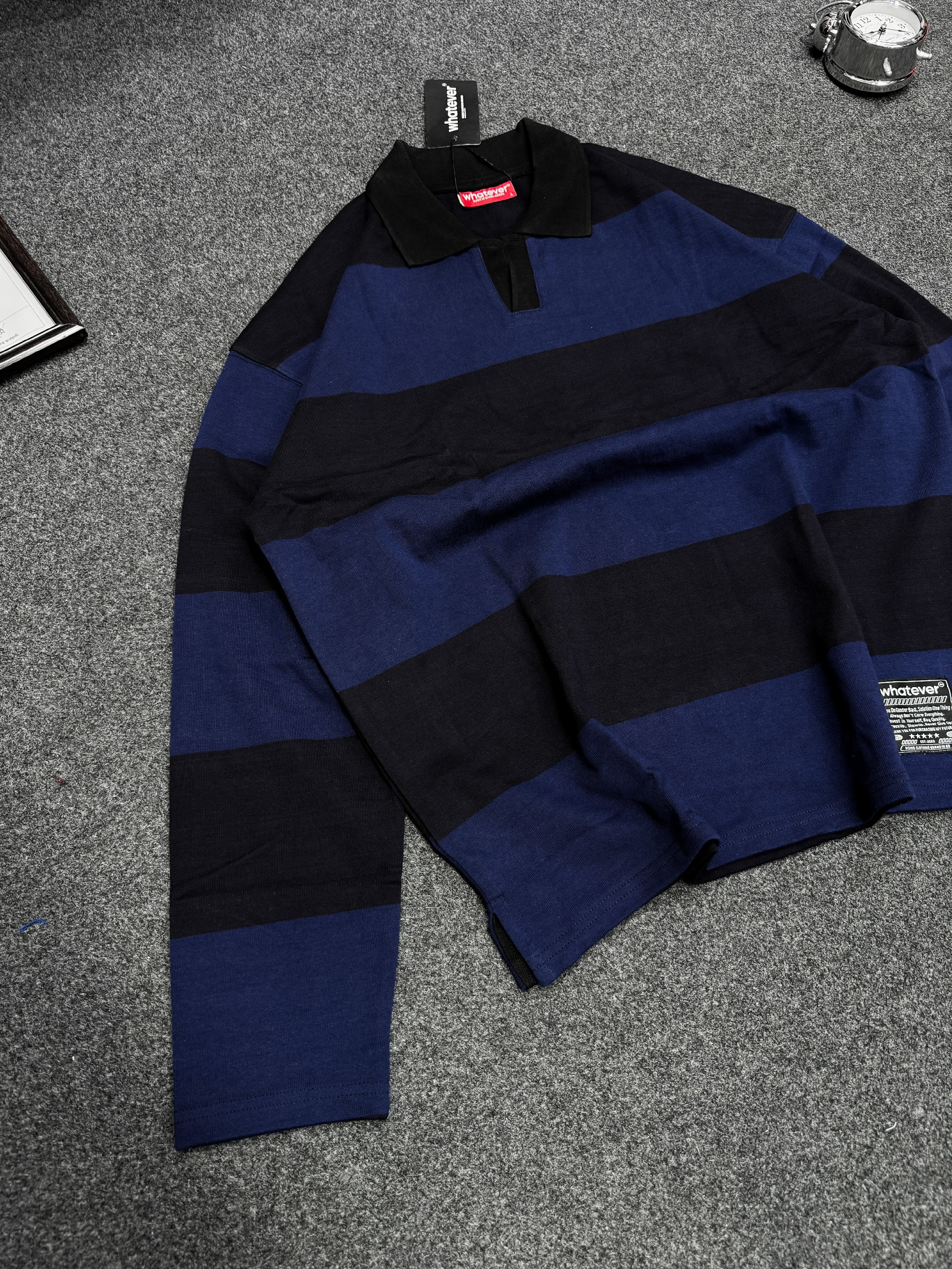 BOXYFIT OLD MONEY STRIPE POLO (Blue Black)_img_2