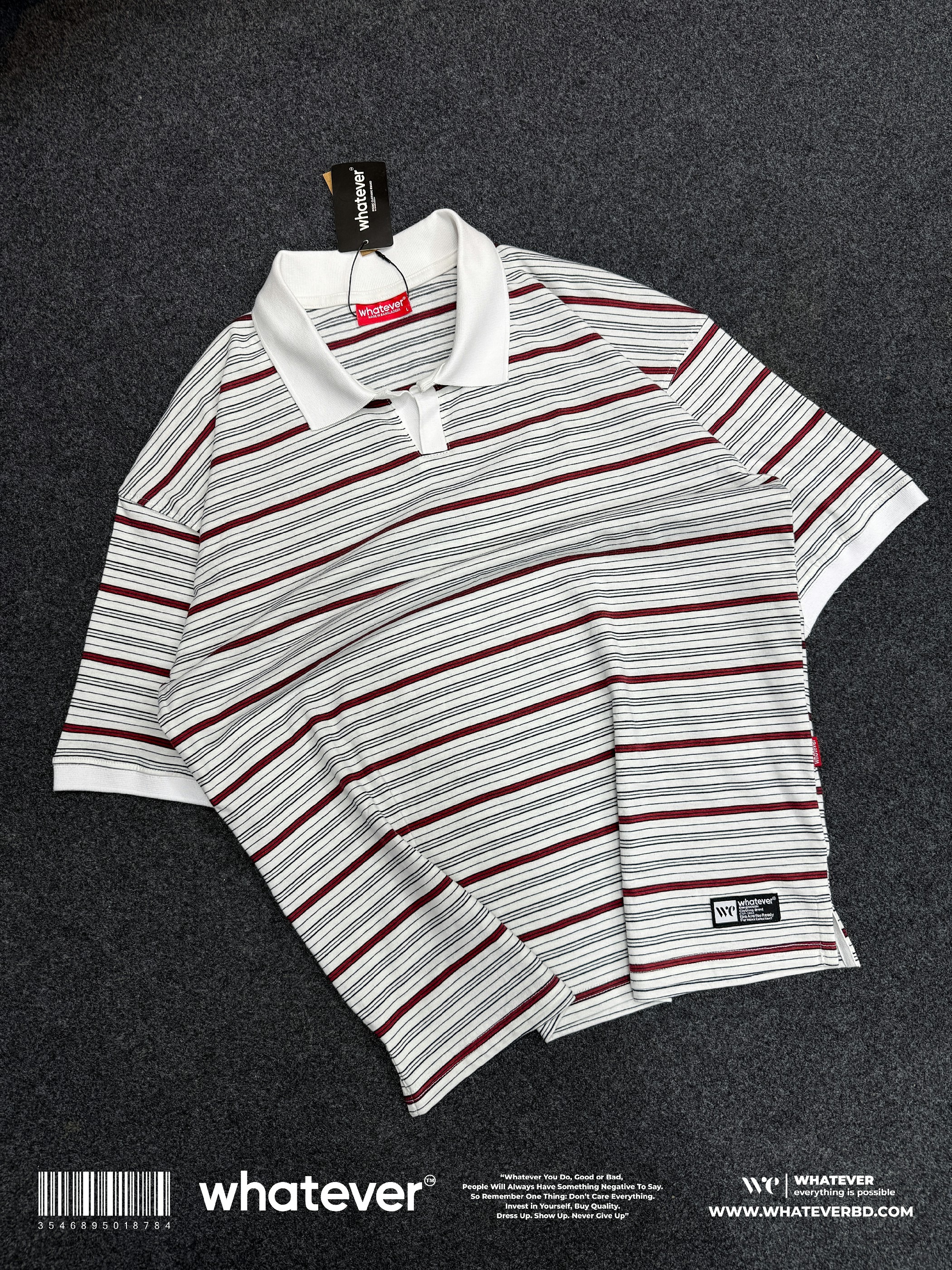 University Stripe Polo ( Red Mixed )