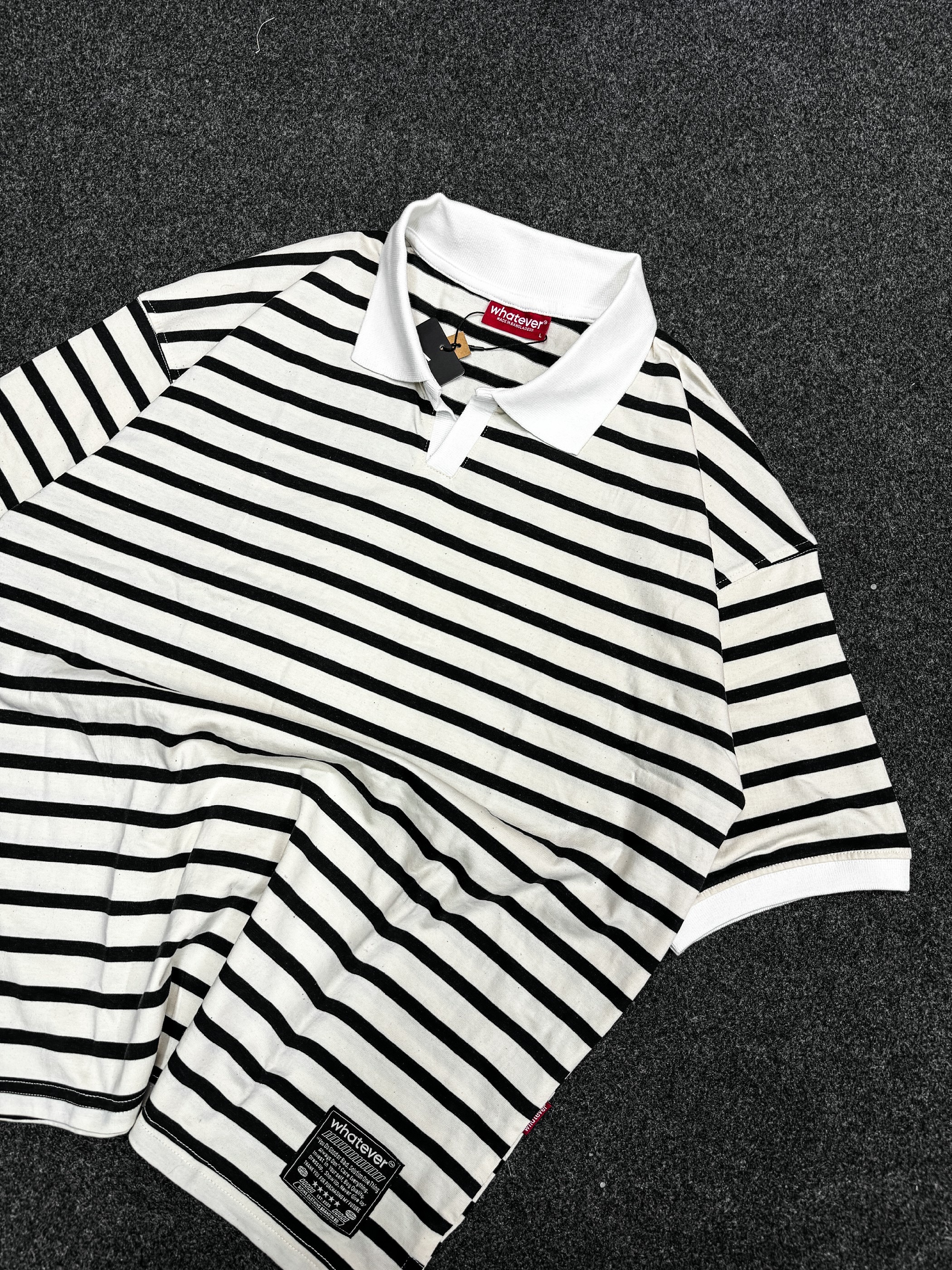 University Stripe Polo ( Off-White Black )_img_2