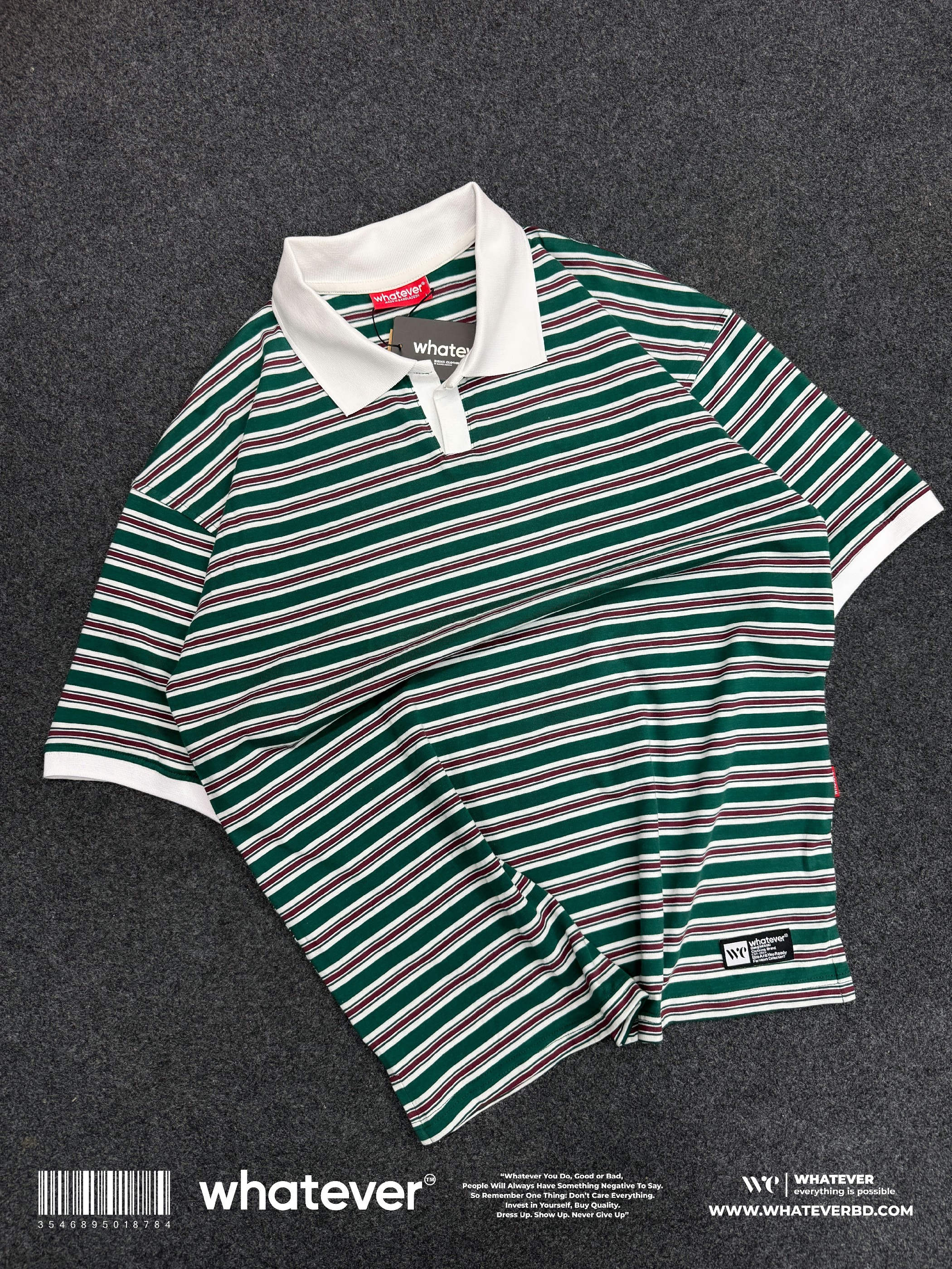 University Stripe Polo ( Green Mixed )