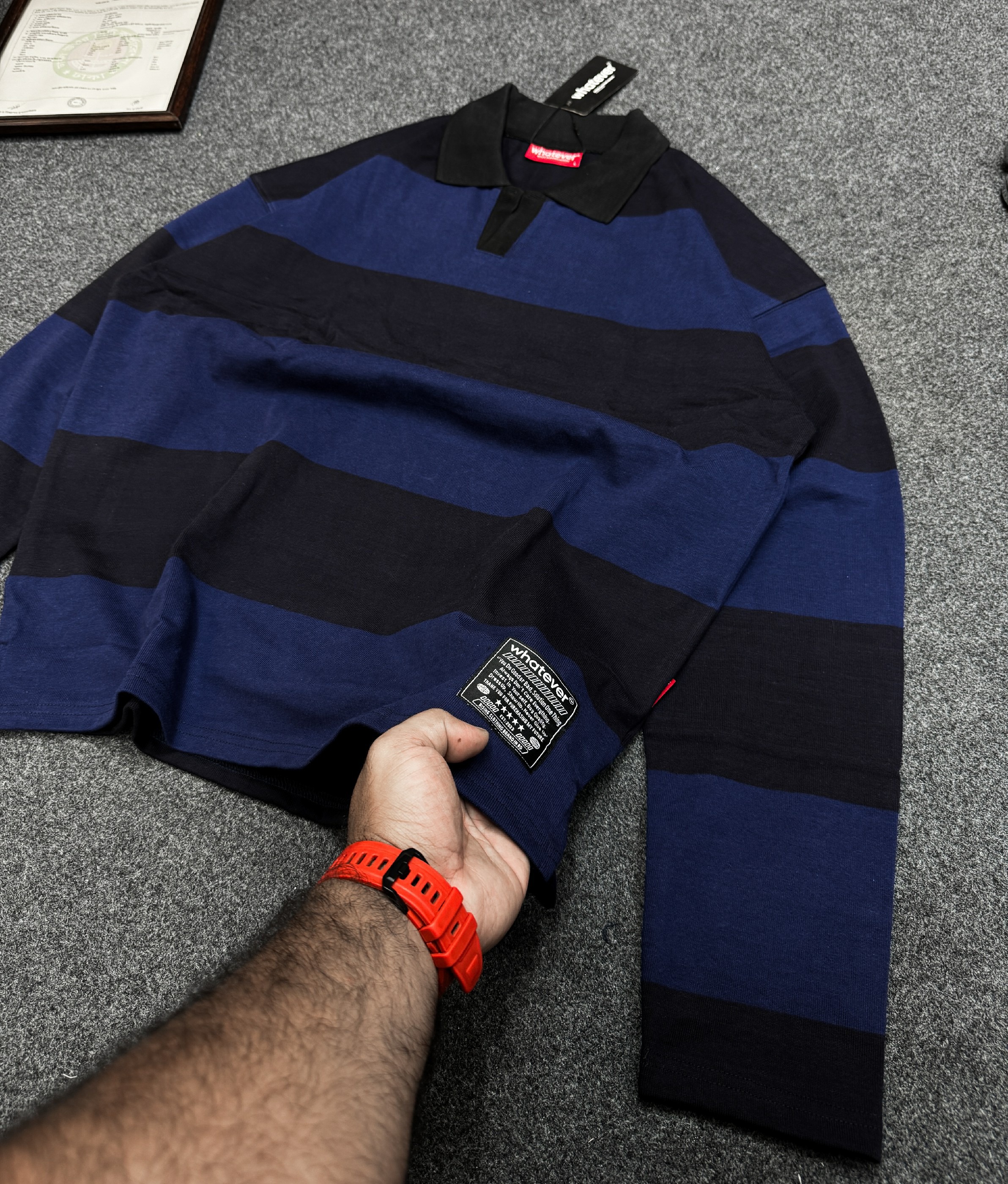BOXYFIT OLD MONEY STRIPE POLO (Blue Black)_img_3
