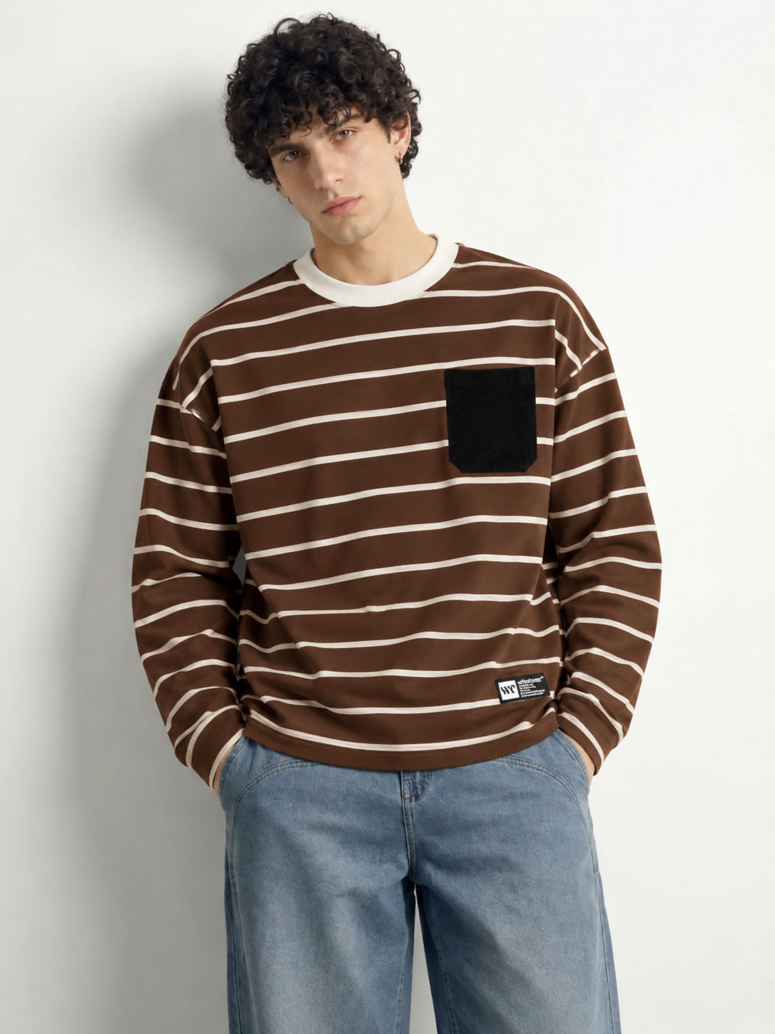 Stripe Full Sleeve T-Shirt (Coffee)_img_1
